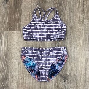 Athleta Girl Reversible Bikini Tie Dye Tropical Print Size Girls M 8-10